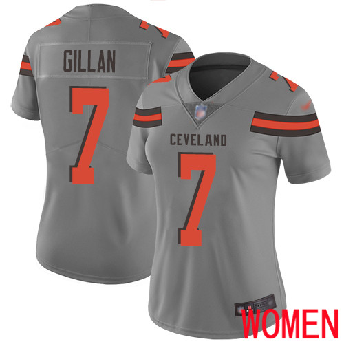 Cleveland Browns Jamie Gillan Women Gray Limited Jersey #7 NFL Football Inverted Legend->women nfl jersey->Women Jersey